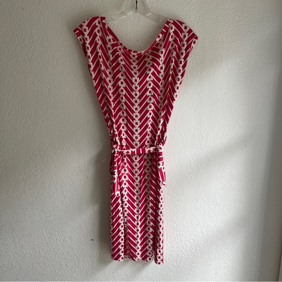 100% Silk Diane Von Furstenberg Retro Pink Red Wrap Dress - Picture 7 of 10